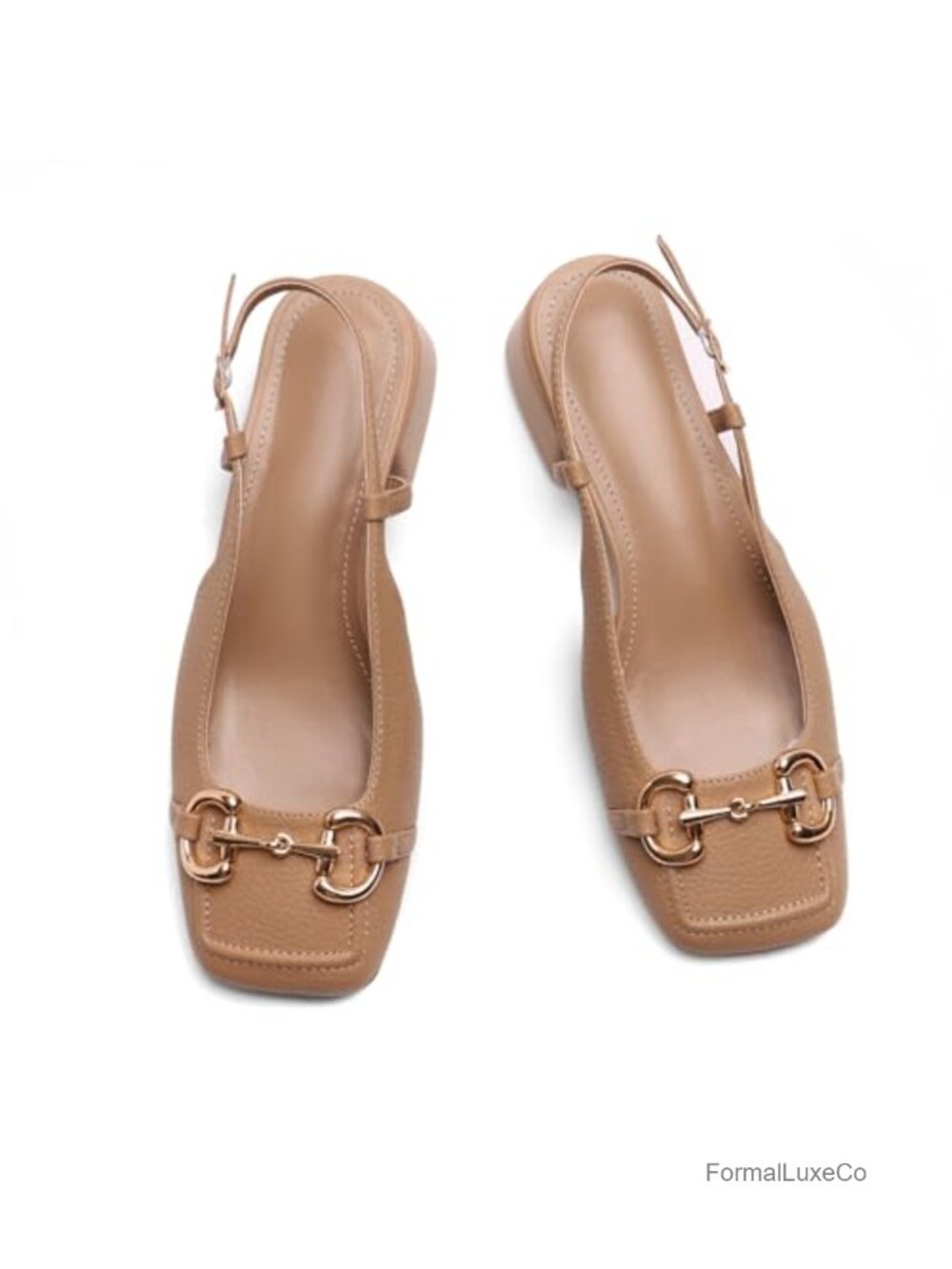 Slingback Mary Jane Heels Low Block Heel Closed Square Toe Pumps